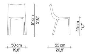 Bo sedia Driade - dimensioni