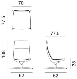 Arper Catifa70 lounge - dimensioni