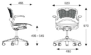 Herman Miller Caper sedia ufficio multifunzionale - dimensioni