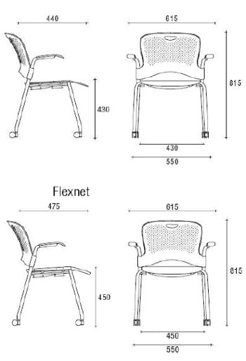 Herman Miller Caper sedia ospiti e riunioni - dimensioni