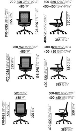 Vitra ID Air poltrona ufficio - dimensioni