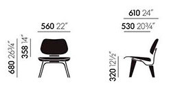 Vitra Plywood LCW lounge poltroncina - dimensioni