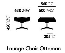 Vitra Ottoman poggiapiedi Eames - misure