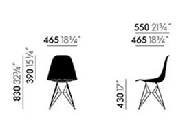 Vitra DSR Eames Plastic Side Chair - dimensioni