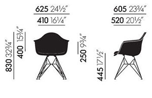 Vitra DAR Eames Plastic Armchair poltroncina - dimensioni