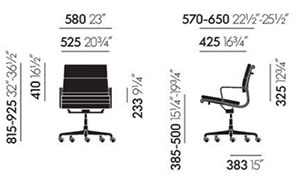 Vitra Soft Pad Chairs EA 217 poltrona ufficio - dimensioni