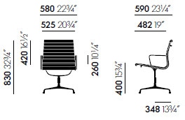 Vitra Aluminium Chairs EA 107 108 sedie ufficio ospiti riunione - dimensioni