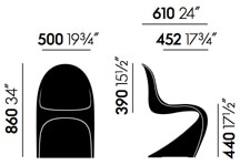 Vitra Panton Chair nuova altezza- dimensioni