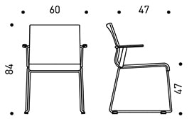 ICF Stick Chair ETK con base a slitta  - dimensioni