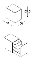 Unifor LessLess cassettiera in alluminio di design per ufficio - dimensioni
