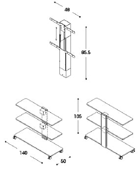 Unifor Move 010 carrello polifunzionale su ruote per meeting room - dimensioni