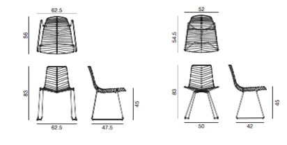 Arper Leaf sedia - dimensioni