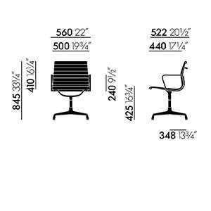 Vitra Aluminium Chair EA 104 seduta riunioni girevole - dimensioni 