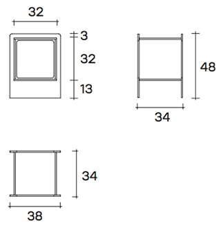 Fiam Magique Cubo tavolino in vetro curvato - dimensioni