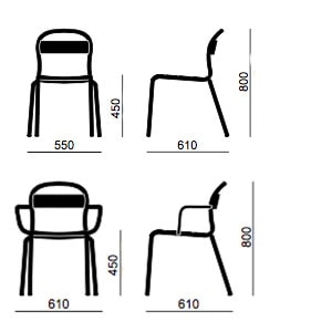 Colos sedia Stecca - dimensioni