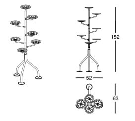 Zanotta albero portavasi design Castiglioni - dimensioni