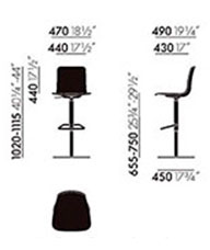 Vitra HAL Stool sgabello e Barstool sgabello - dimensioni