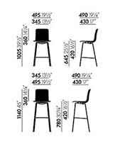 Vitra HAL Stool sgabello e Barstool sgabello - dimensioni