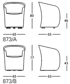 Zanotta Calla poltroncina design rivestita - dimensioni