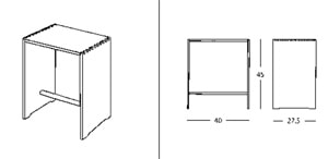 Zanotta Sgabillo sgabello comodino tavolino di design - dimensioni
