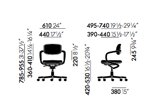 Vitra Allstar sedia girevole ufficio Grcic - dimensioni