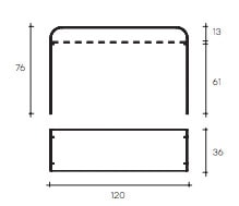 Fiam Elementare consolle di design in vetro curvato - dimensioni