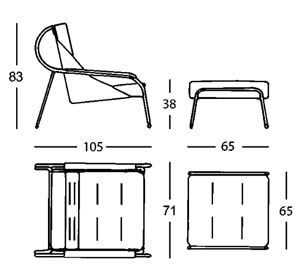 Zanotta Maggiolina chaise longue di design - dimensioni