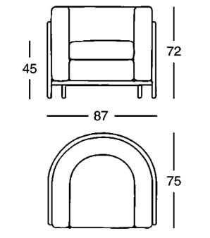 Zanotta Onda poltrona di design - dimensioni