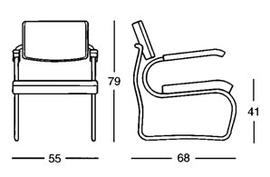 Zanotta Sant'Elia poltroncina cantilever di design - dimensioni