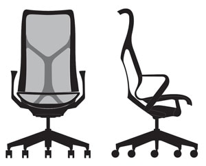 Herman Miller Cosm sedia ufficio direzionale ergonomica schienale alto - dimensioni