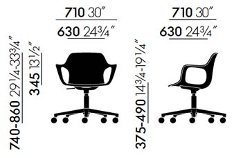 Vitra HAL Armchair Studio sedia ufficio - dimensioni