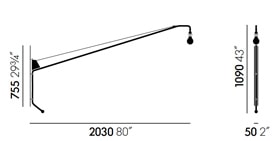 Vitra Potence lampada a parete Prouvè - dimensioni