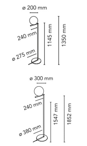 Flos IC Light floor lamp Michael Anastassiades - dimensioni