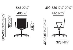 Vitra .04 Sedia e .04 Counter sgabello Van Severen- dimensioni