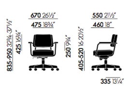 Vitra Fauteuil Direction Pivotant poltroncina - dimensioni