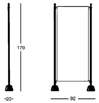 Zanotta Servento paravento design serie Servi Castiglioni - dimensioni