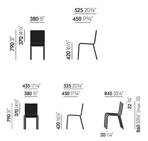 Vitra .03 Sedia Van Severen - dimensioni