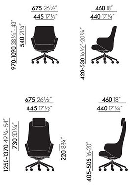 Vitra Grand Executive poltrona ufficio - dimensioni