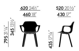 Vitra HAL Armchair Wood sedia Jasper Morrison - dimensioni