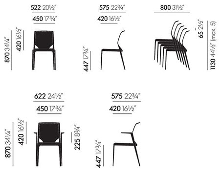 Vitra MedaSlim seduta riunioni - dimensioni