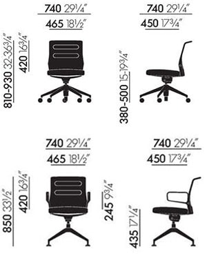 Vitra AC 5 Meet seduta ospiti e riunione ufficio - dimensioni