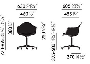 Eames Plastic Armchair PACC poltroncina - dimensioni