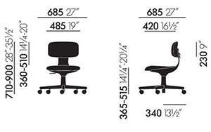 Vitra Rookie sedia ufficio dimensioni