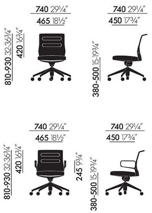 Vitra AC 5 Studio sedia ufficio Citterio - dimensioni