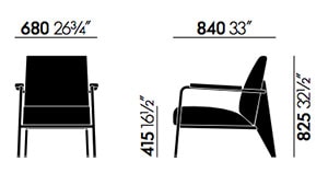 Vitra Fauteuil de Salon poltroncina Jean Prouve design dimensioni
