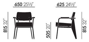 Vitra Fauteuil Direction Jean Prouve poltroncina - dimensioni