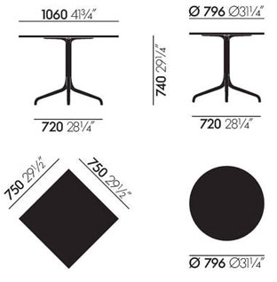 Vitra Belleville Tavolo collezione Belleville Tables - dimensioni 