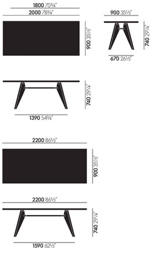 Vitra Solvay tavolo - dimensioni