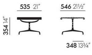 Vitra Eames Aluminium Chair EA 125 ottoman poggiapiedi - dimensioni