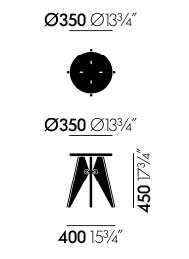 Vitra Tabouret Solvay sgabello tavolino Jean Prouve - dimensioni